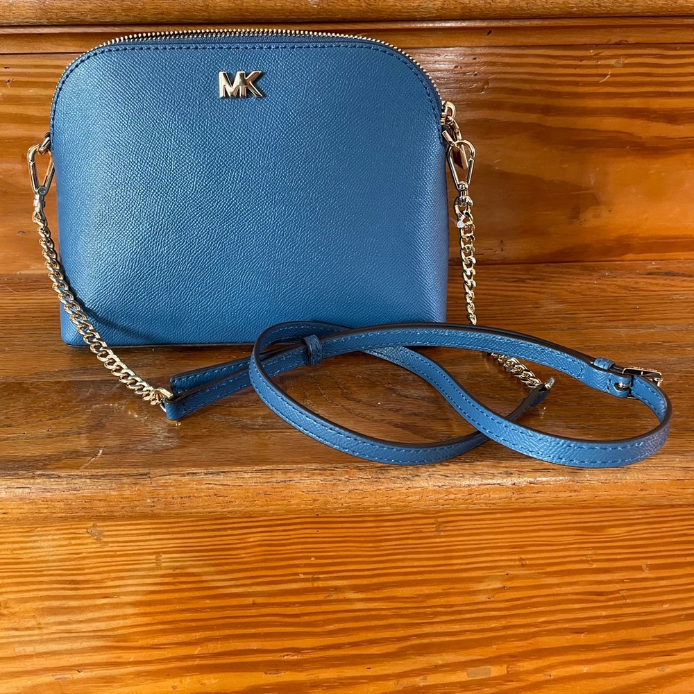 MK Large Crossgrain Leather Dome Crossbody Bag